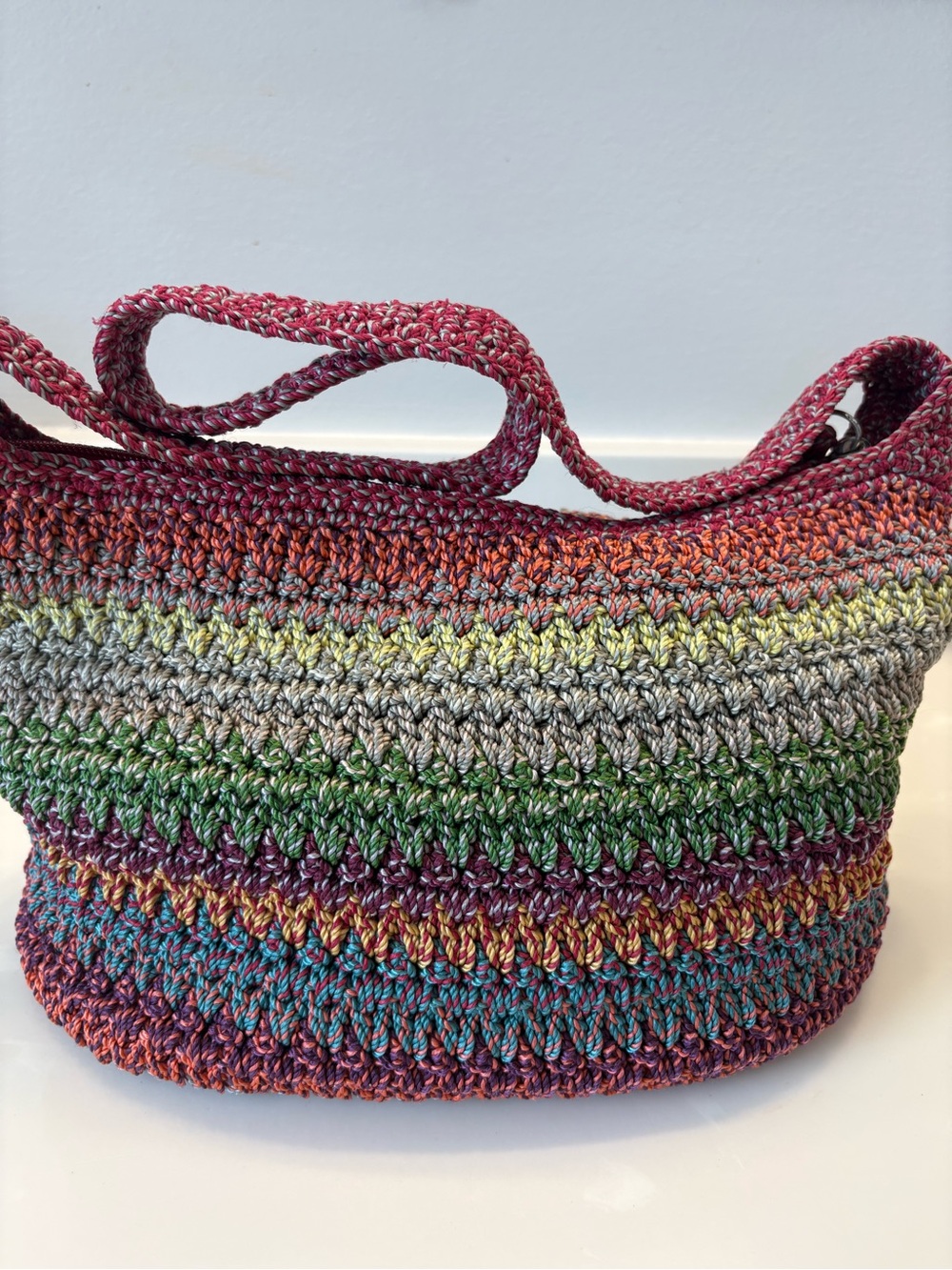 The Sak Multicolor Crocheted Shoulder Bag - Stylish Rainbow Knit